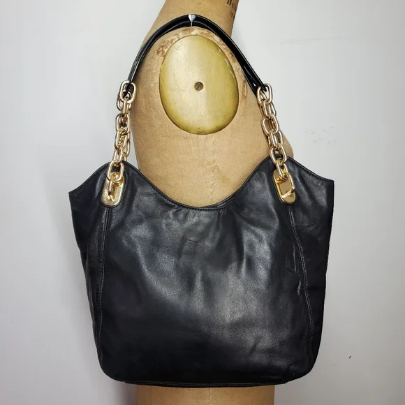 🛑SOLD🛑 Michael Kors 12x9x4" Shoulder Bag Black Soft Leather Double Handle - Picture 3 of 8